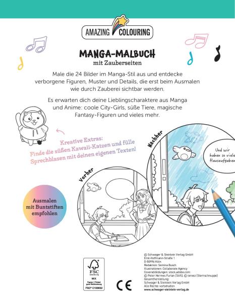 Manga: Manga-Malbuch mit Zauberseiten. Tolles Geschenk für Fans!